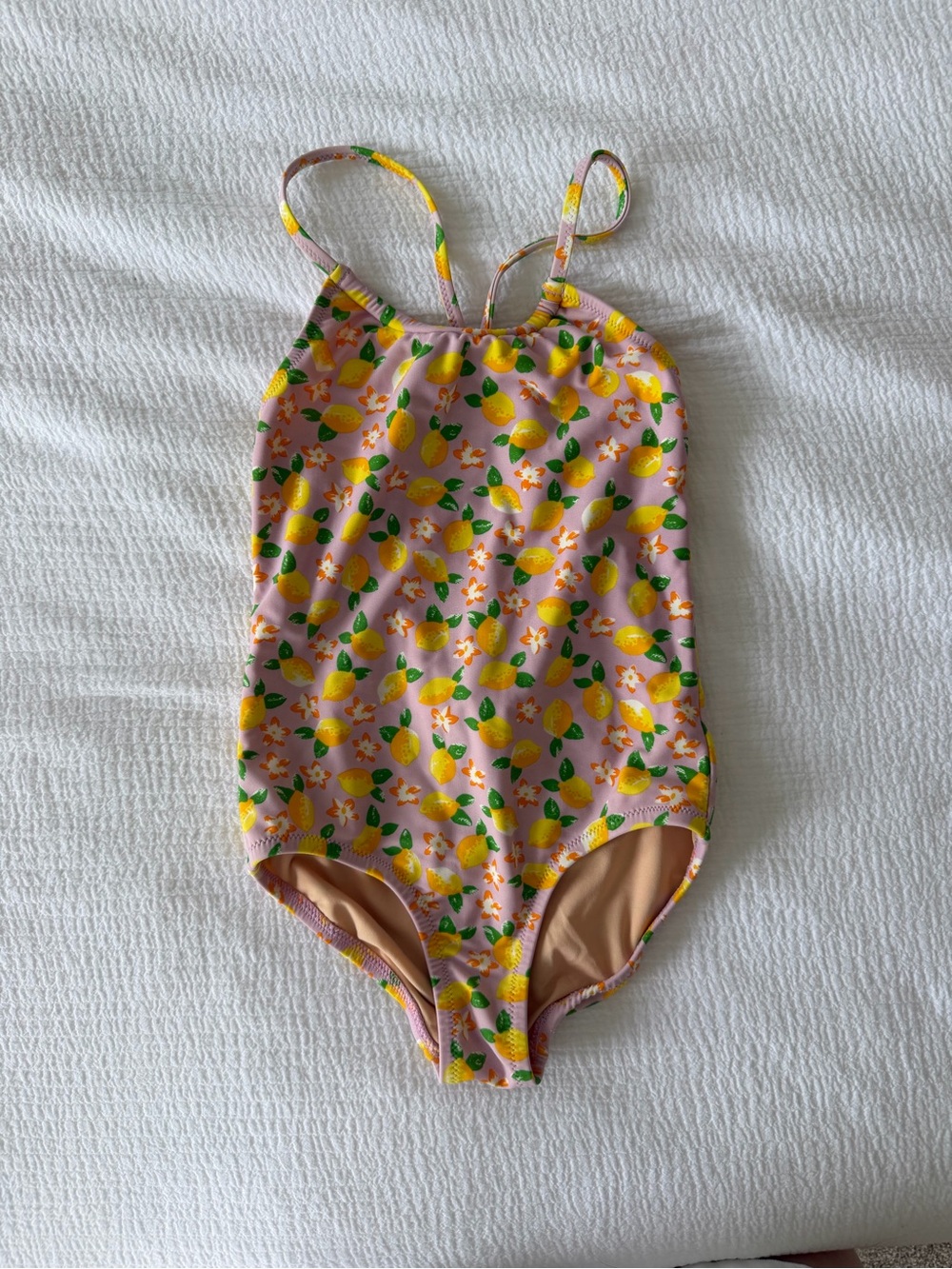 Crewcuts Pink Lemon Print One-Piece Swimsuit